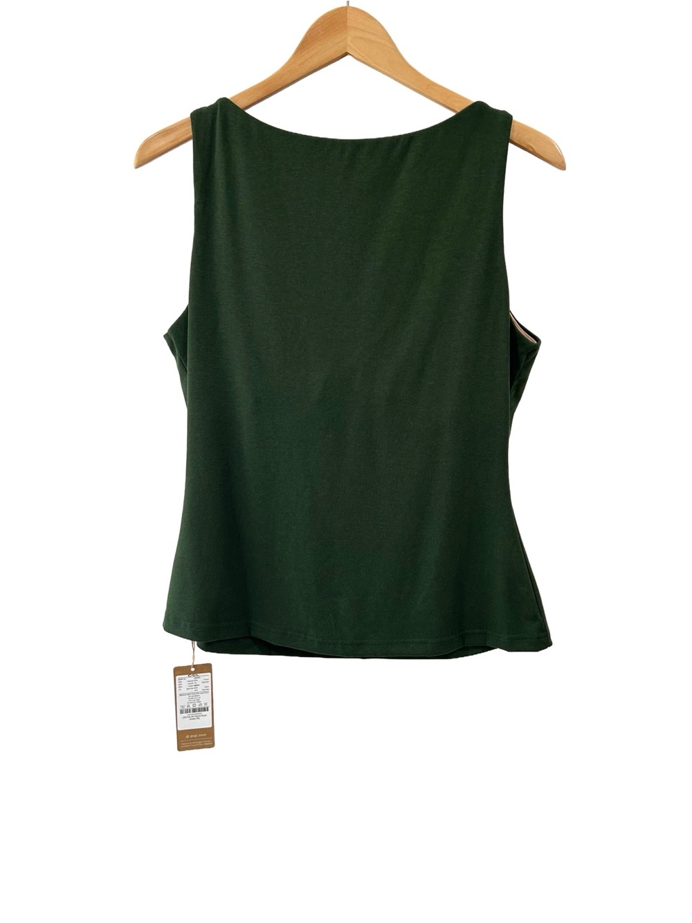 OGL women’s boatneck Brami tank top XL green built in bra soft stretch slim NWT - Picture 2 of 9